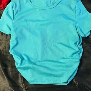 SHEIN Teal Ribbed Crop Top